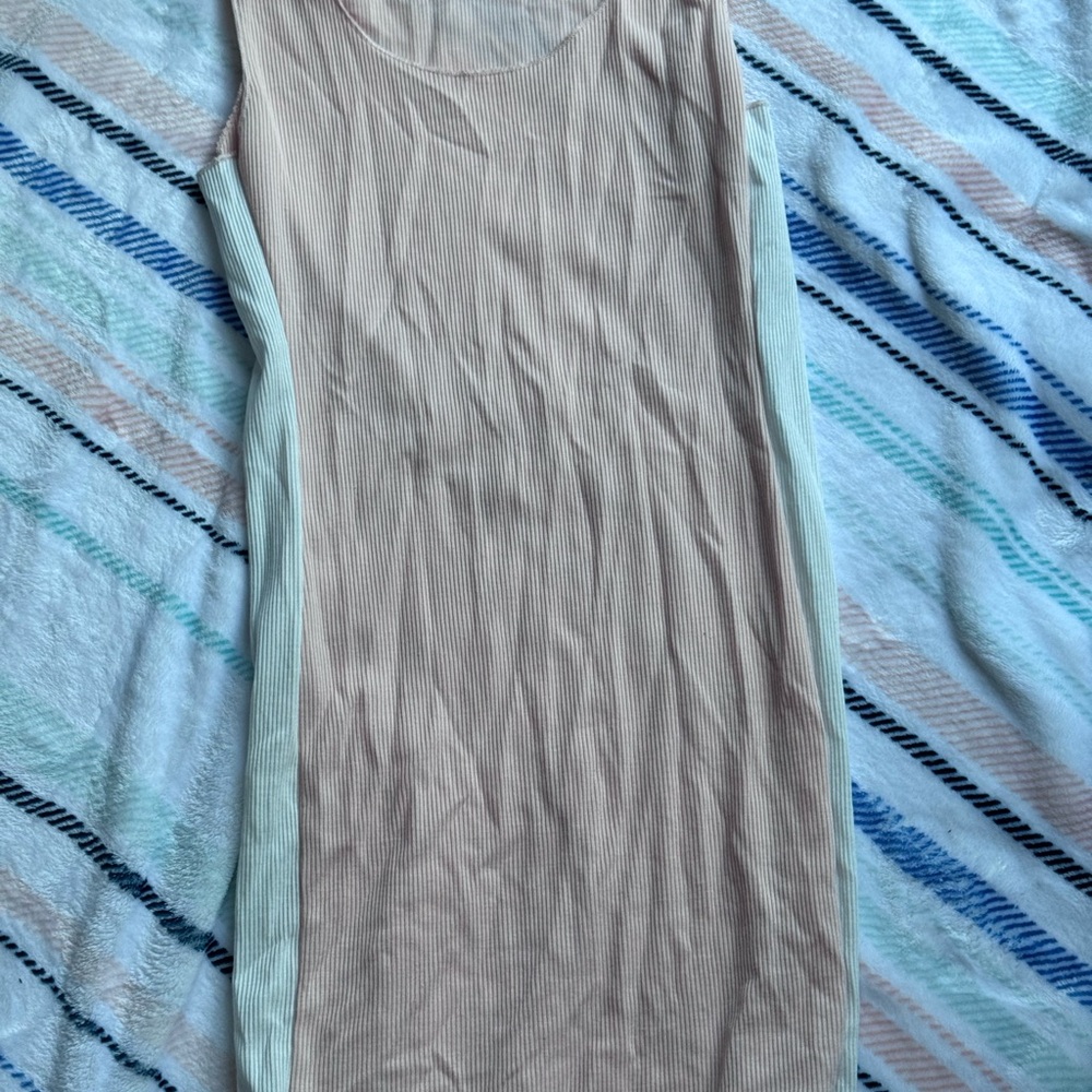 Sleeveless Beige and Light Blue Women's Top